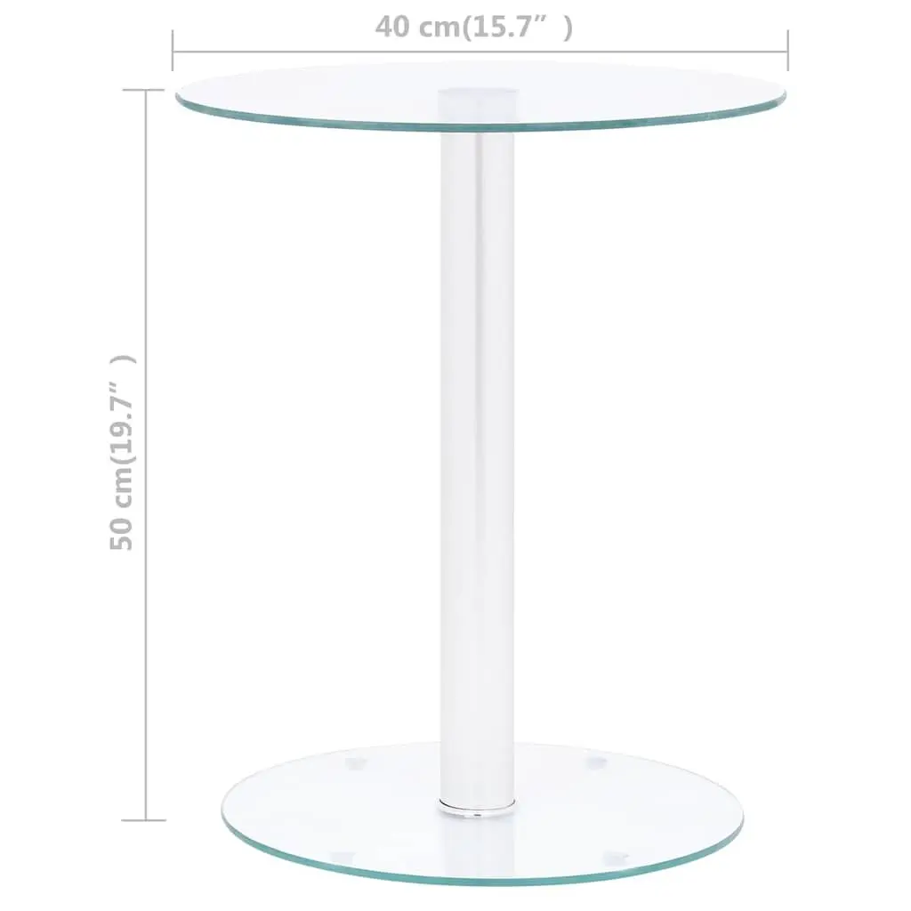 Coffee Table Transparent Tempered Glass Modern 40 cm Aluminium Tube Frame