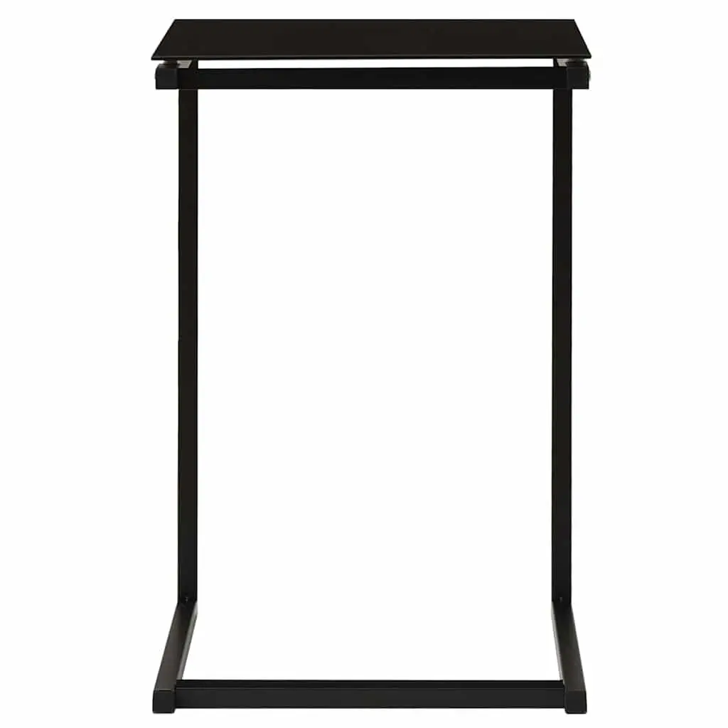 Side Table Black Tempered Glass Modern Accent End Table Steel Frame