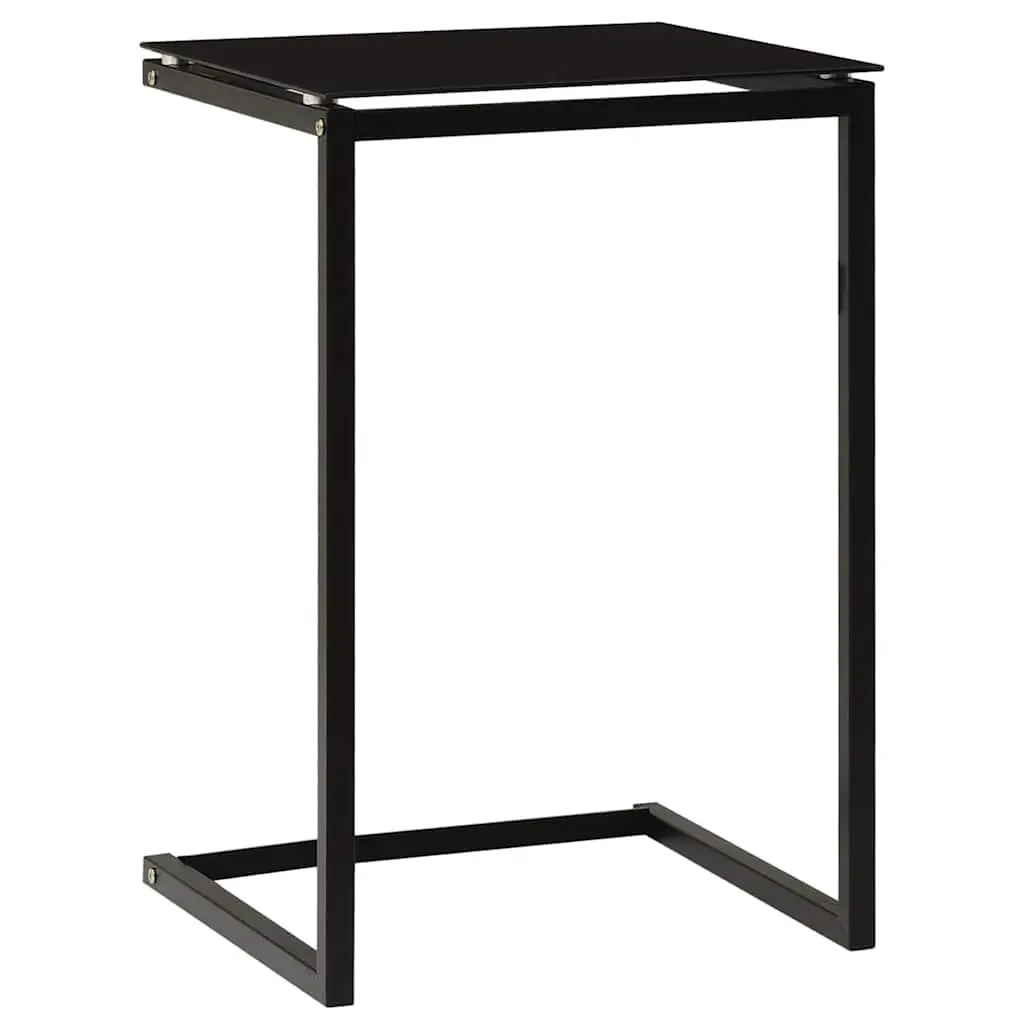 Side Table Black Tempered Glass Modern Accent End Table Steel Frame