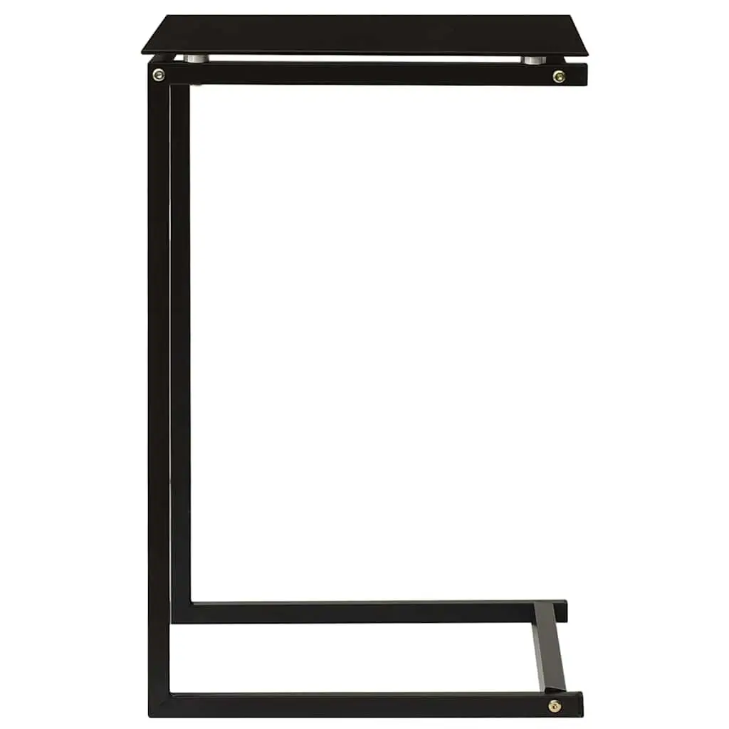 Side Table Black Tempered Glass Modern Accent End Table Steel Frame