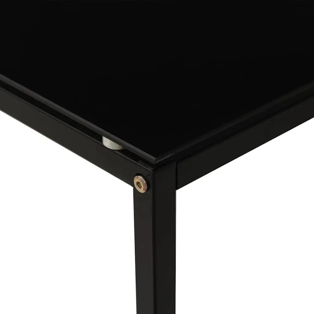 Side Table Black Tempered Glass Modern Accent End Table Steel Frame