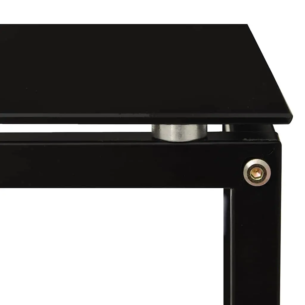 Side Table Black Tempered Glass Modern Accent End Table Steel Frame