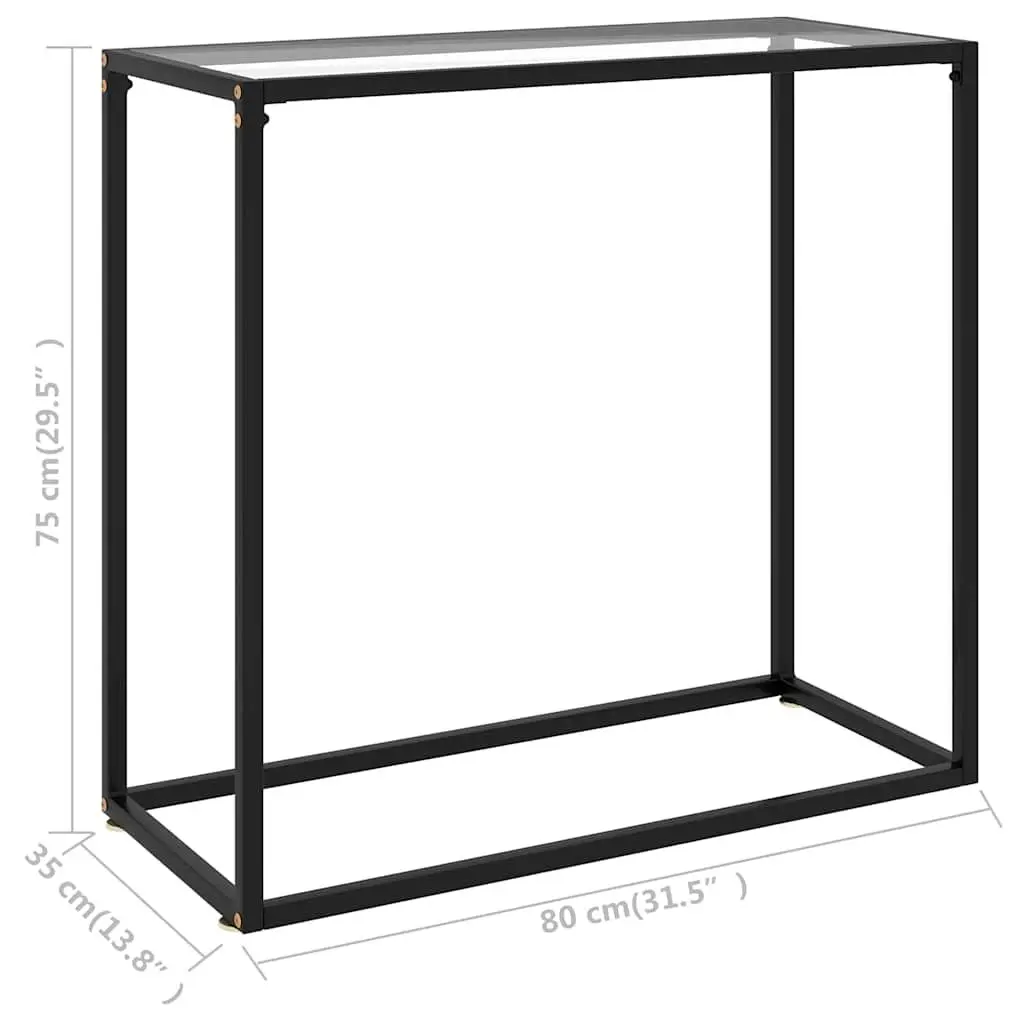 Console Table Modern Transparent Tempered Glass Top Powder-coated Steel Frame 80 x 35 x 75 cm