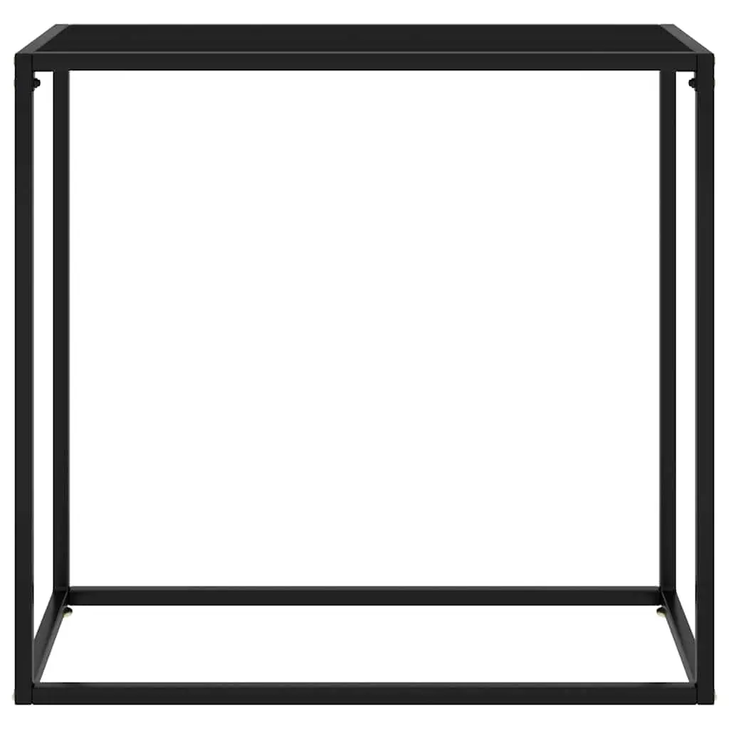 Black Glass Console Table with Steel Frame