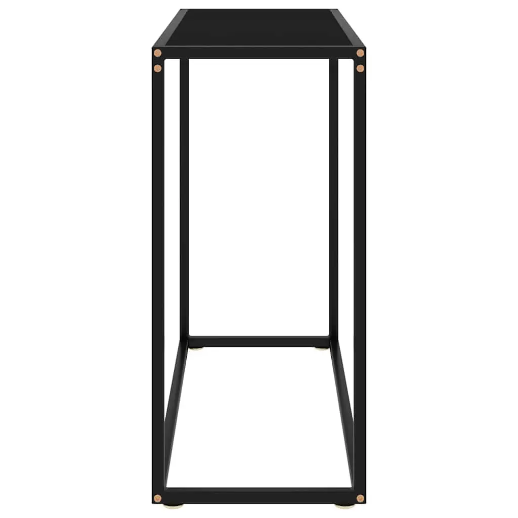 Black Glass Console Table with Steel Frame
