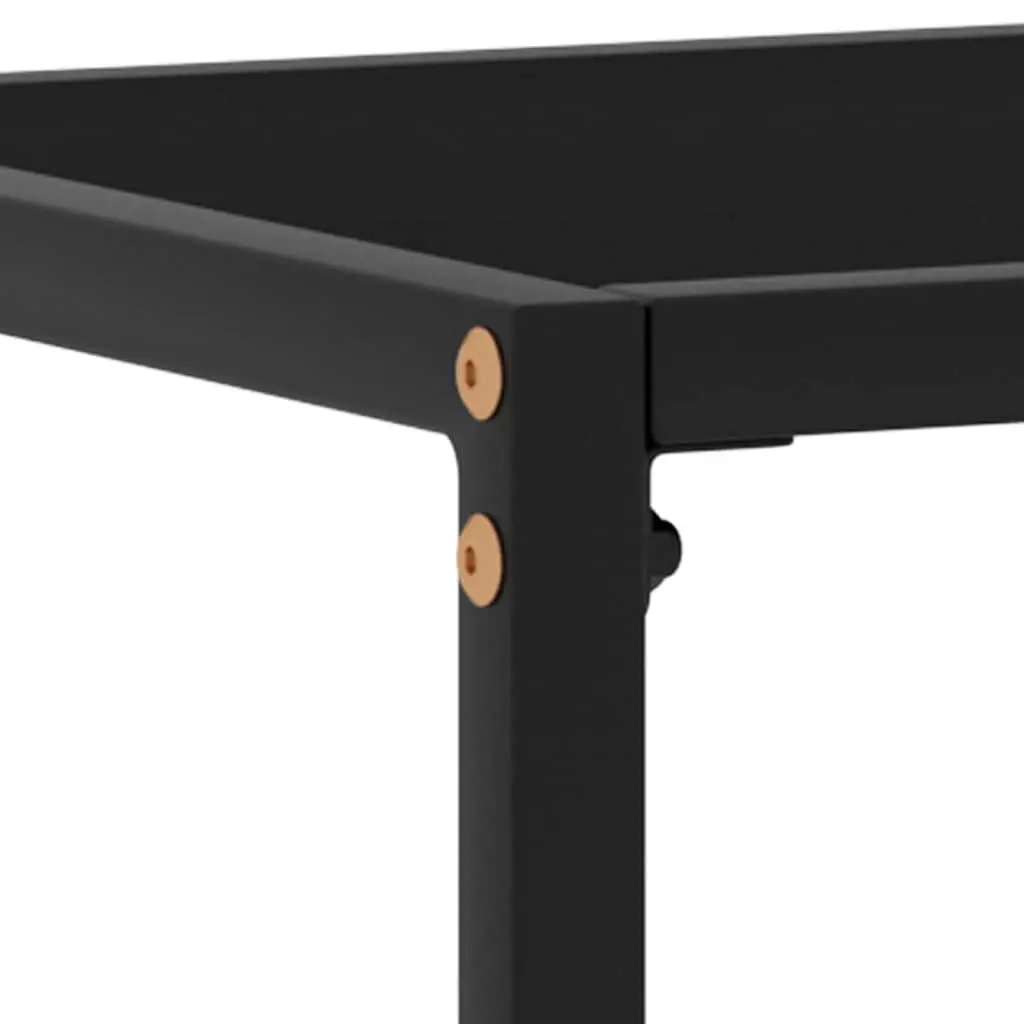 Black Glass Console Table with Steel Frame