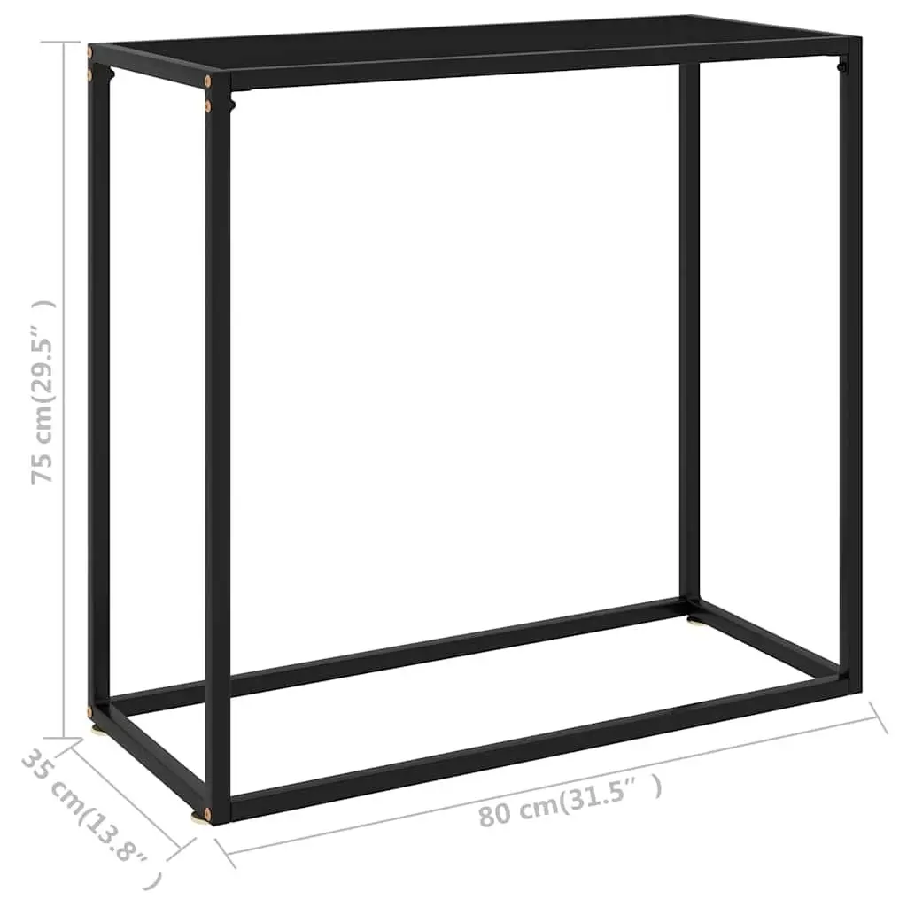 Black Glass Console Table with Steel Frame