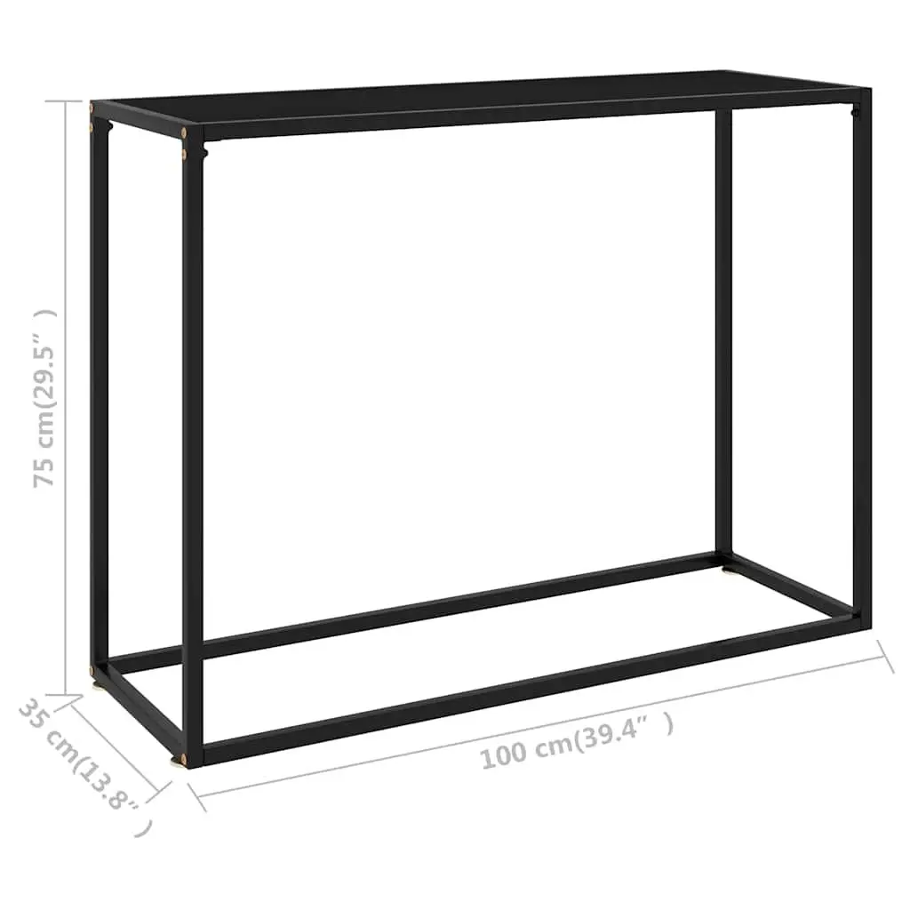 Black Console Table with Tempered Glass Top