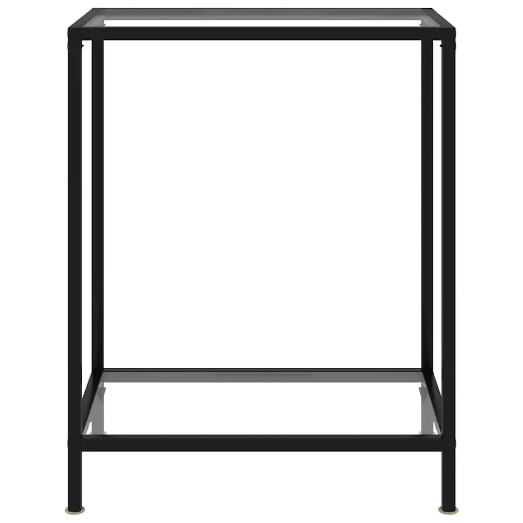 Console Table Tempered Glass 60 cm Powder-Coated Steel Frame with Shelf Storage