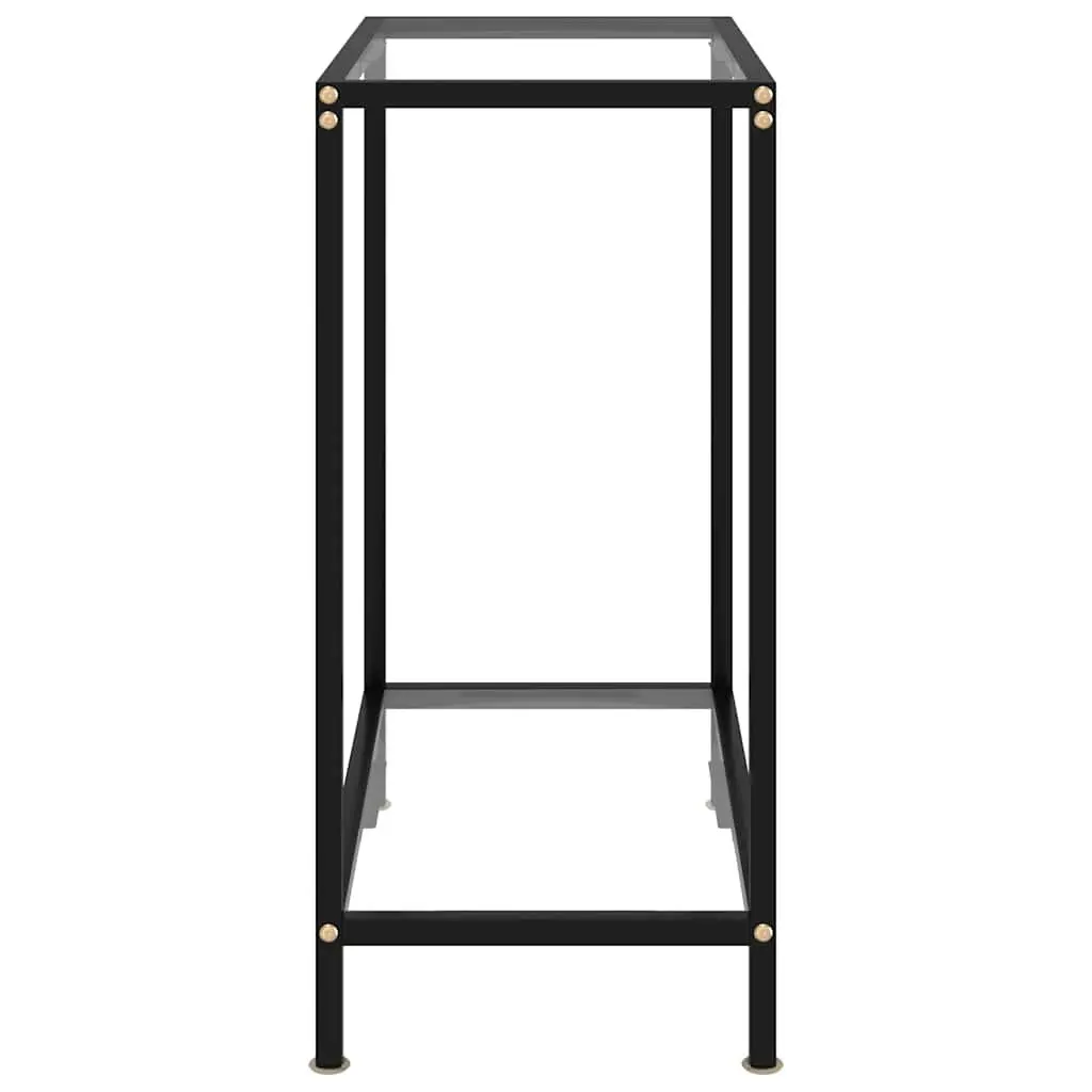 Console Table Tempered Glass 60 cm Powder-Coated Steel Frame with Shelf Storage