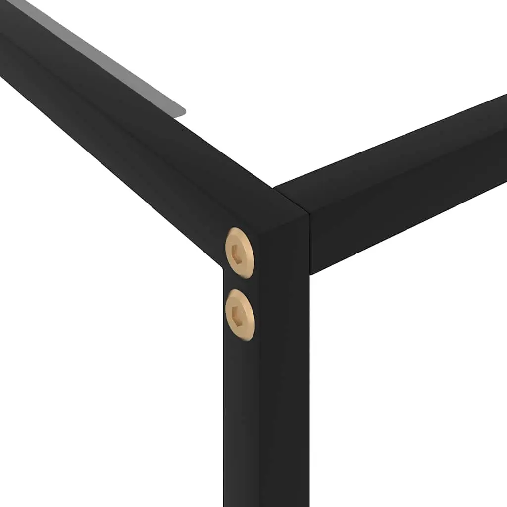 Console Table Tempered Glass 60 cm Powder-Coated Steel Frame with Shelf Storage