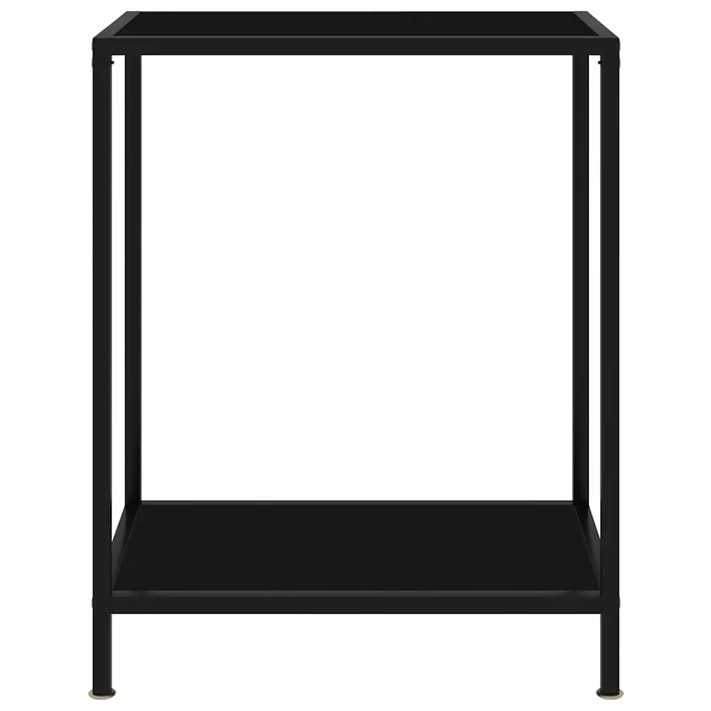 Black Glass Console Table with Storage Shelf
