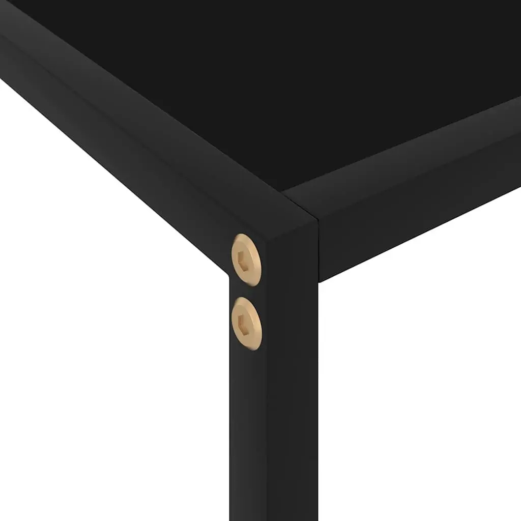 Black Glass Console Table with Storage Shelf