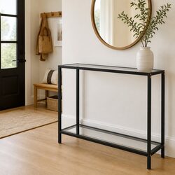 Tempered Glass Console Table for Living Room Storage