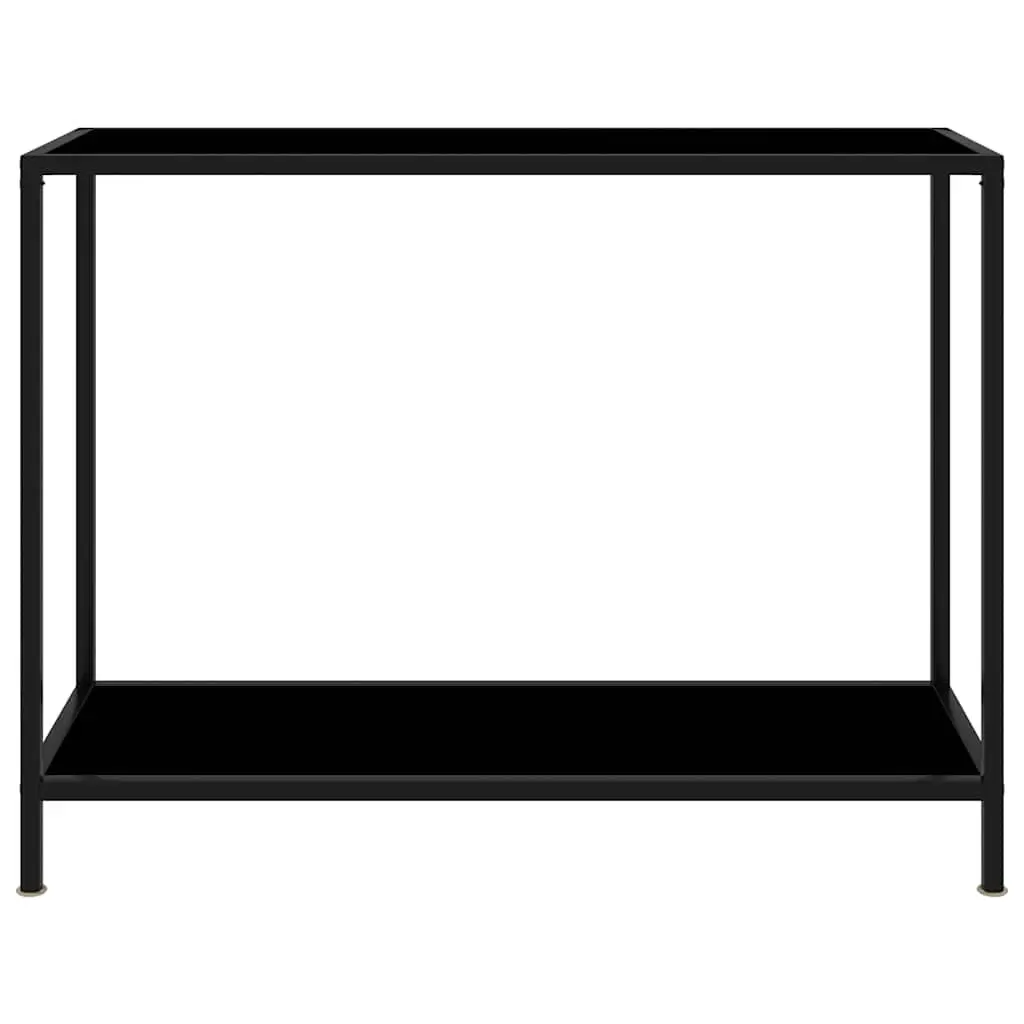 Console Table Black Tempered Glass 100 cm Powder-coated Steel Frame