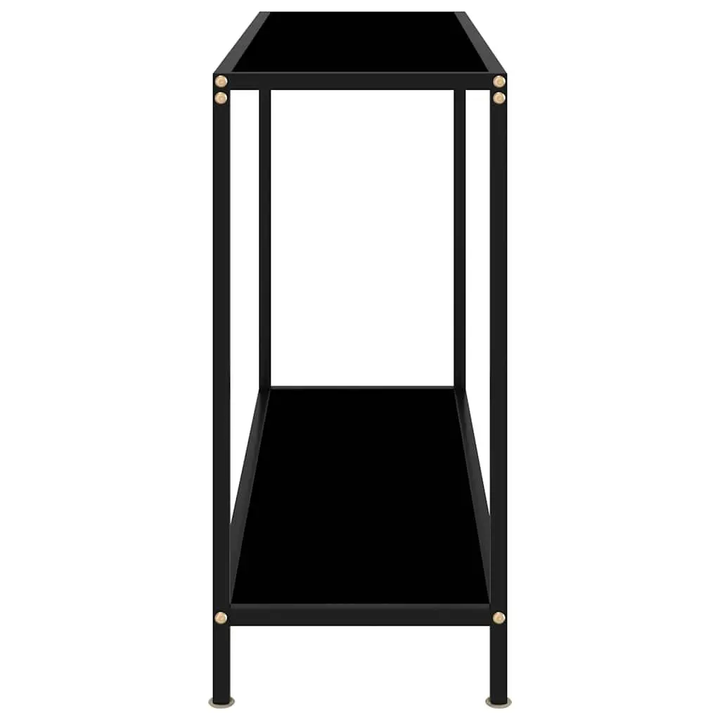 Console Table Black Tempered Glass 100 cm Powder-coated Steel Frame
