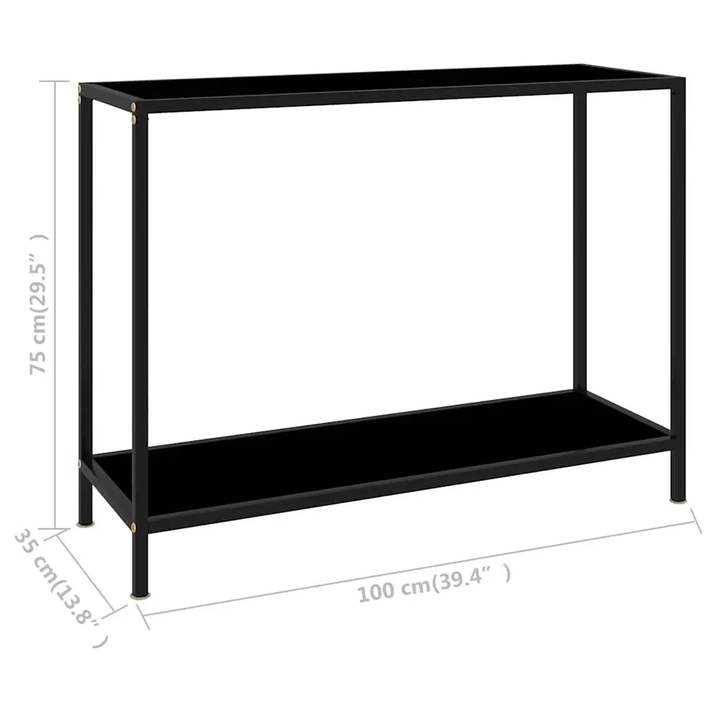 Console Table Black Tempered Glass 100 cm Powder-coated Steel Frame