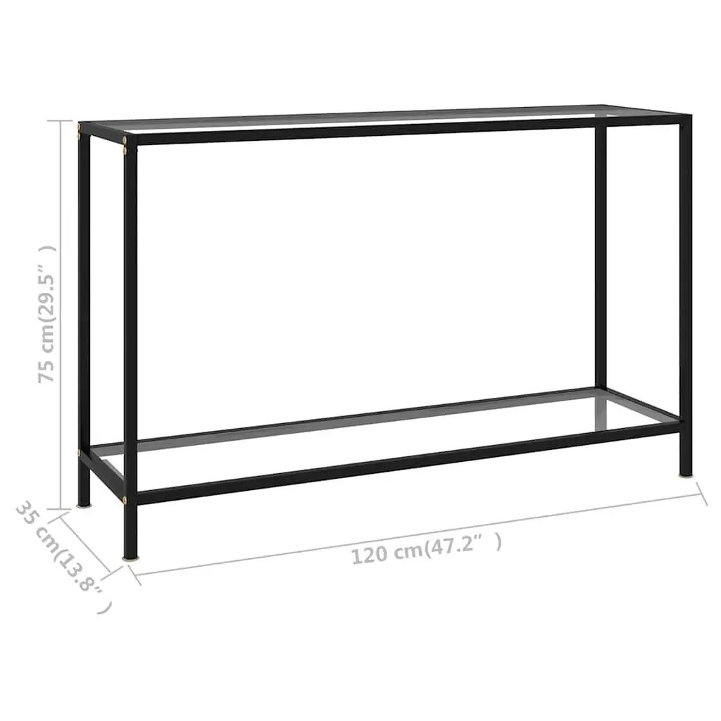 Tempered Glass Console Table with Storage Shelf