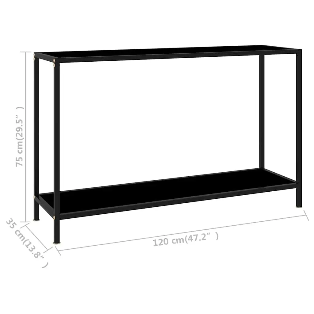Accent Table Steel Frame Tempered Glass Top 120x35x75cm Black