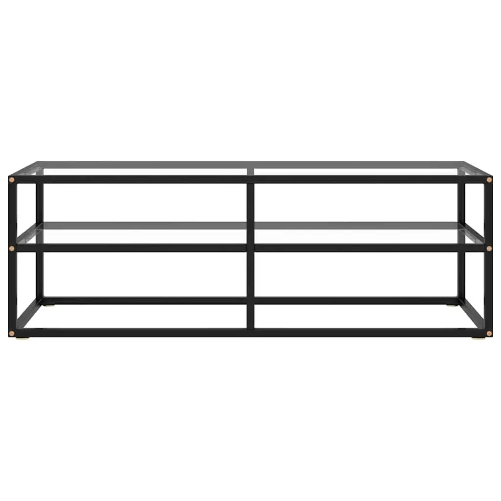 Black TV Cabinet with Glass Shelving