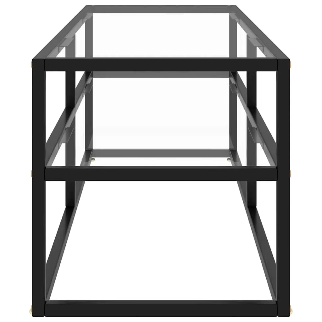 Black TV Cabinet with Glass Shelving