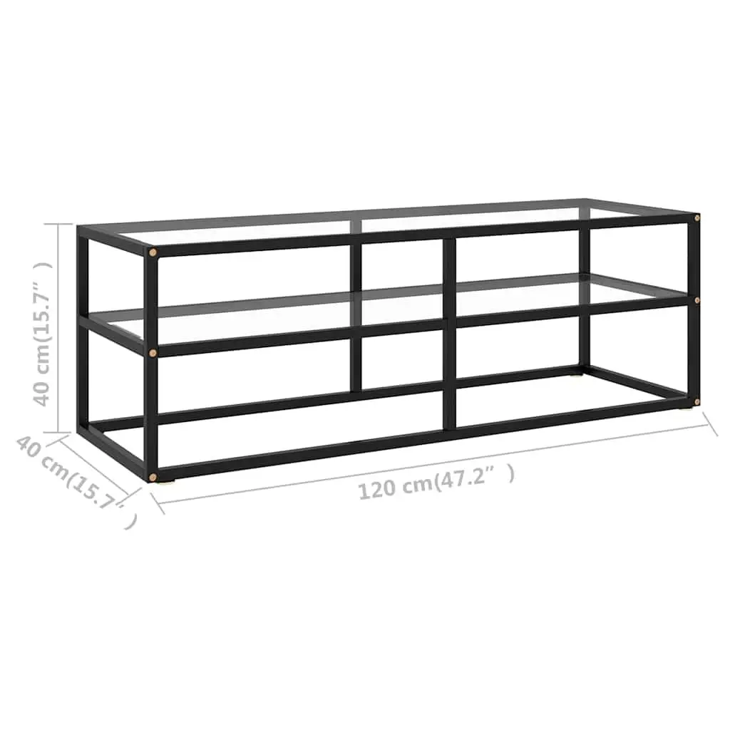Black TV Cabinet with Glass Shelving