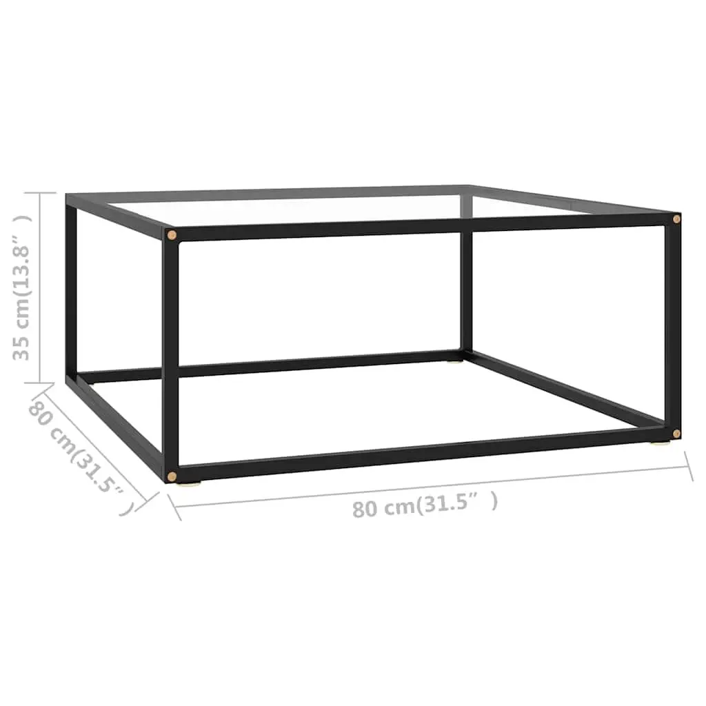 Black Coffee Table with Tempered Glass Top