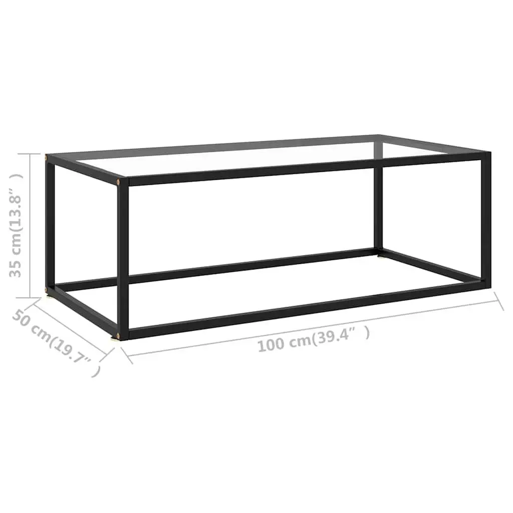 Black Coffee Table with Tempered Glass Top