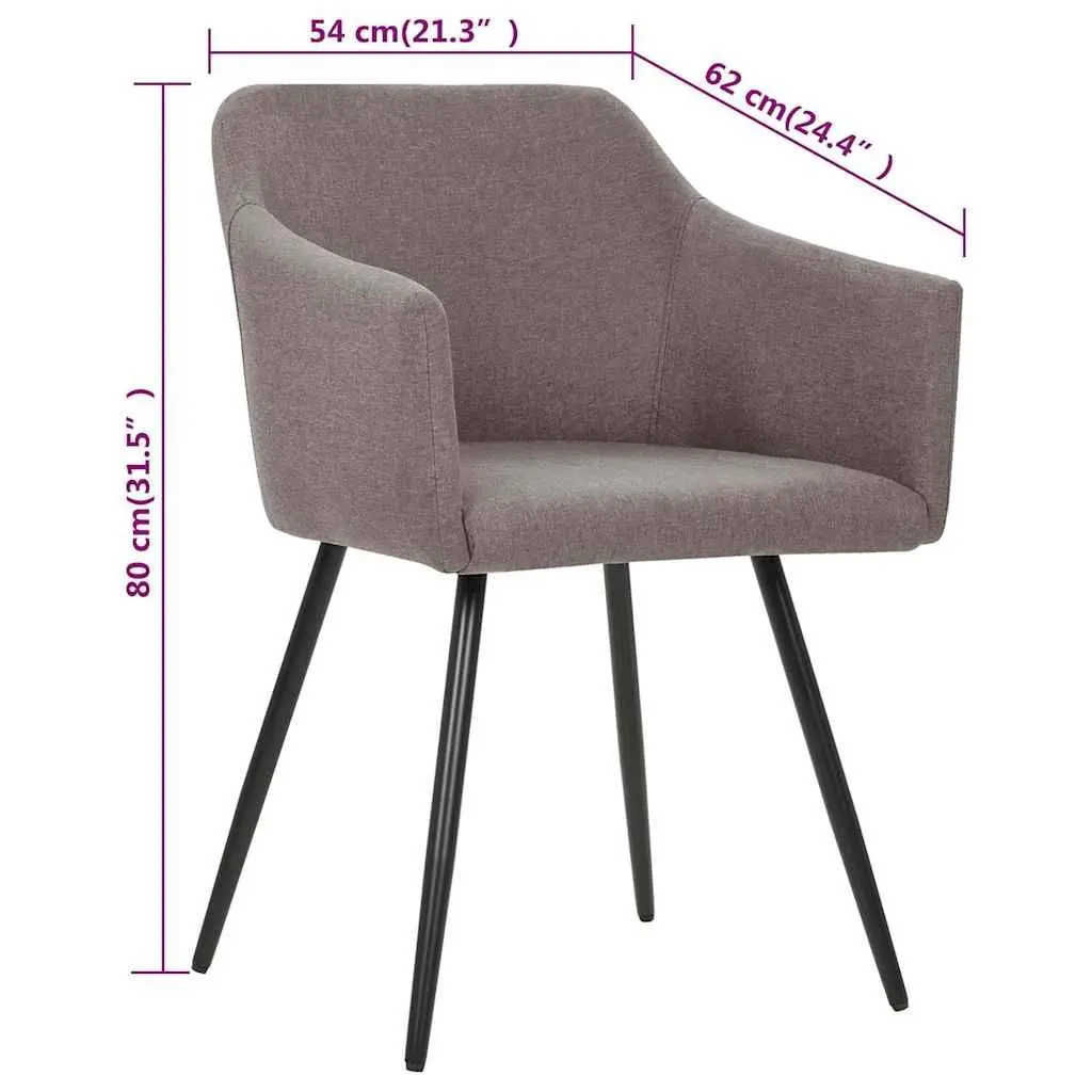 Dining Chairs Set of 2 Kitchen Furniture Taupe Padded Seat Ergonomic Design