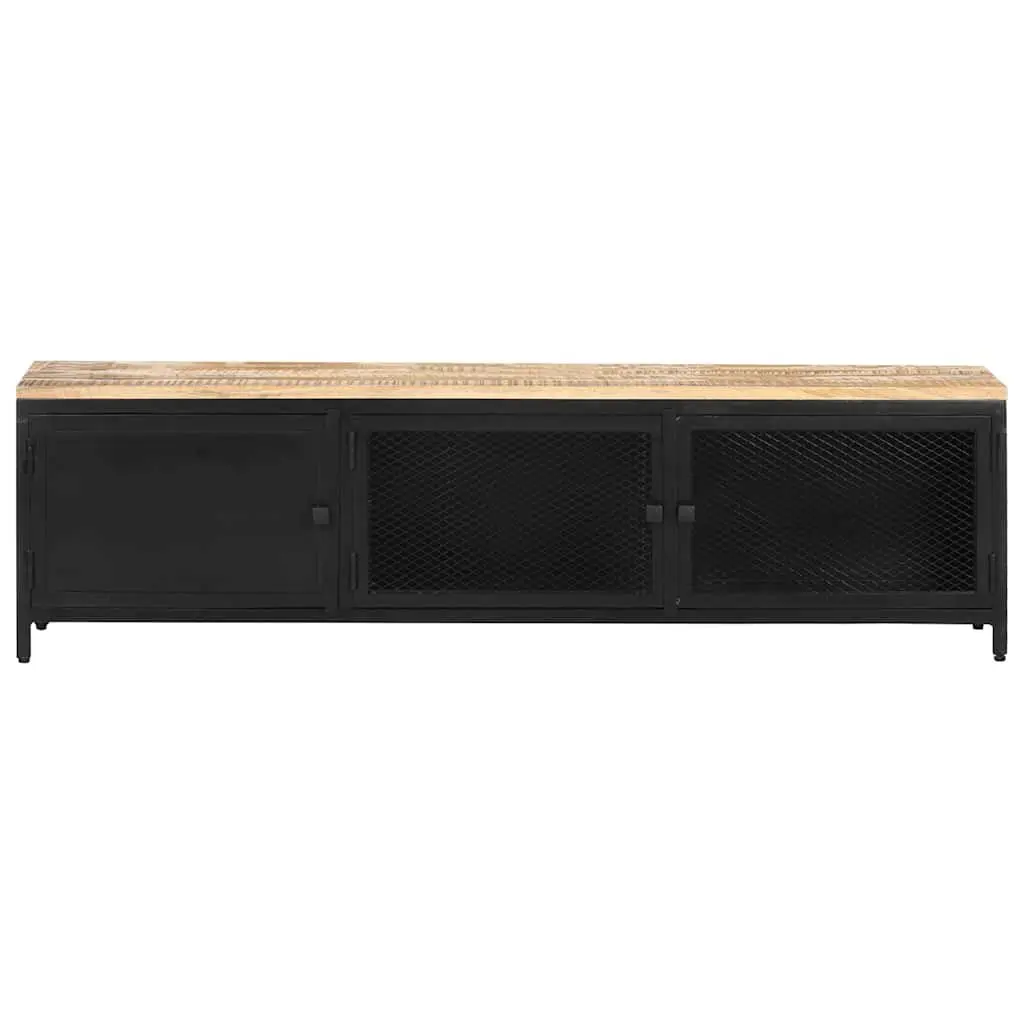 TV Cabinet Industrial Black 130x30x37 cm Solid Mango Wood