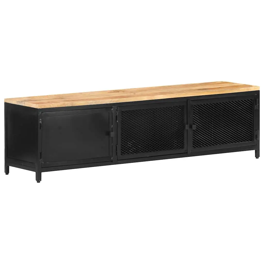 TV Cabinet Industrial Black 130x30x37 cm Solid Mango Wood