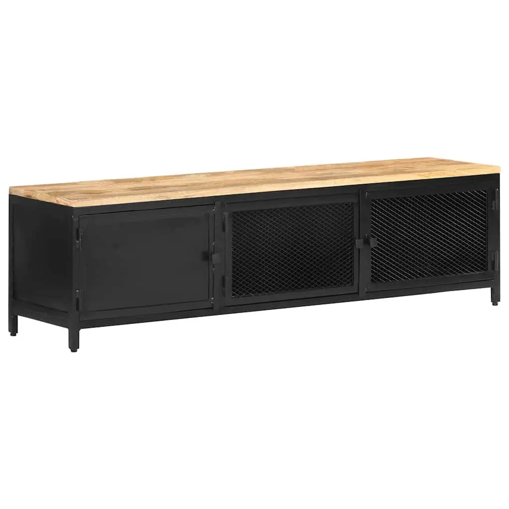 TV Cabinet Industrial Black 130x30x37 cm Solid Mango Wood
