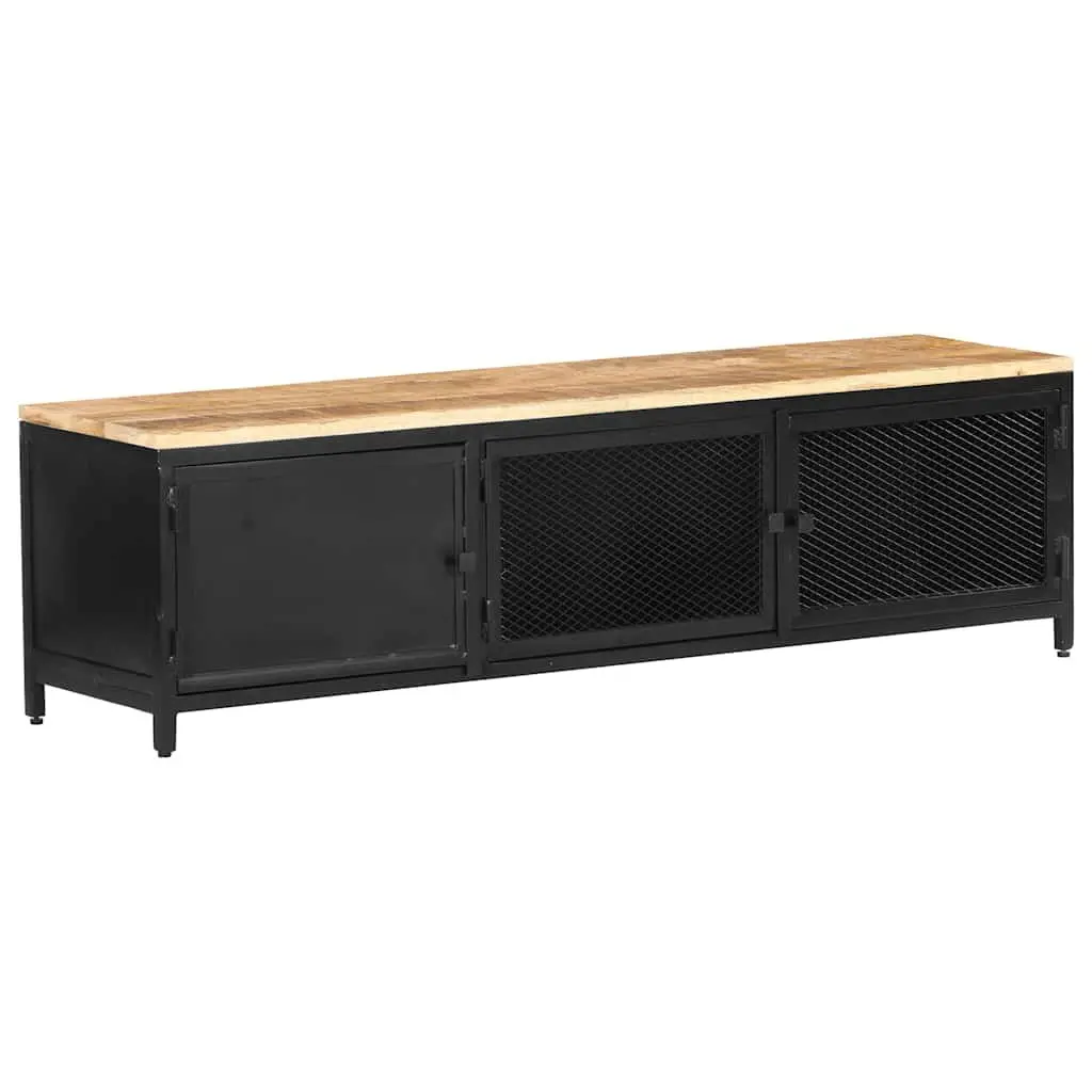 TV Cabinet Industrial Black 130x30x37 cm Solid Mango Wood