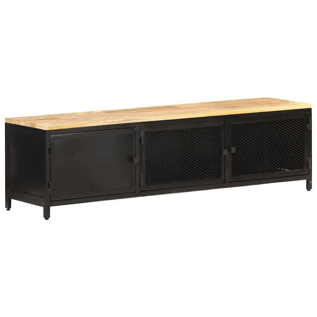 TV Cabinet Industrial Black 130x30x37 cm Solid Mango Wood