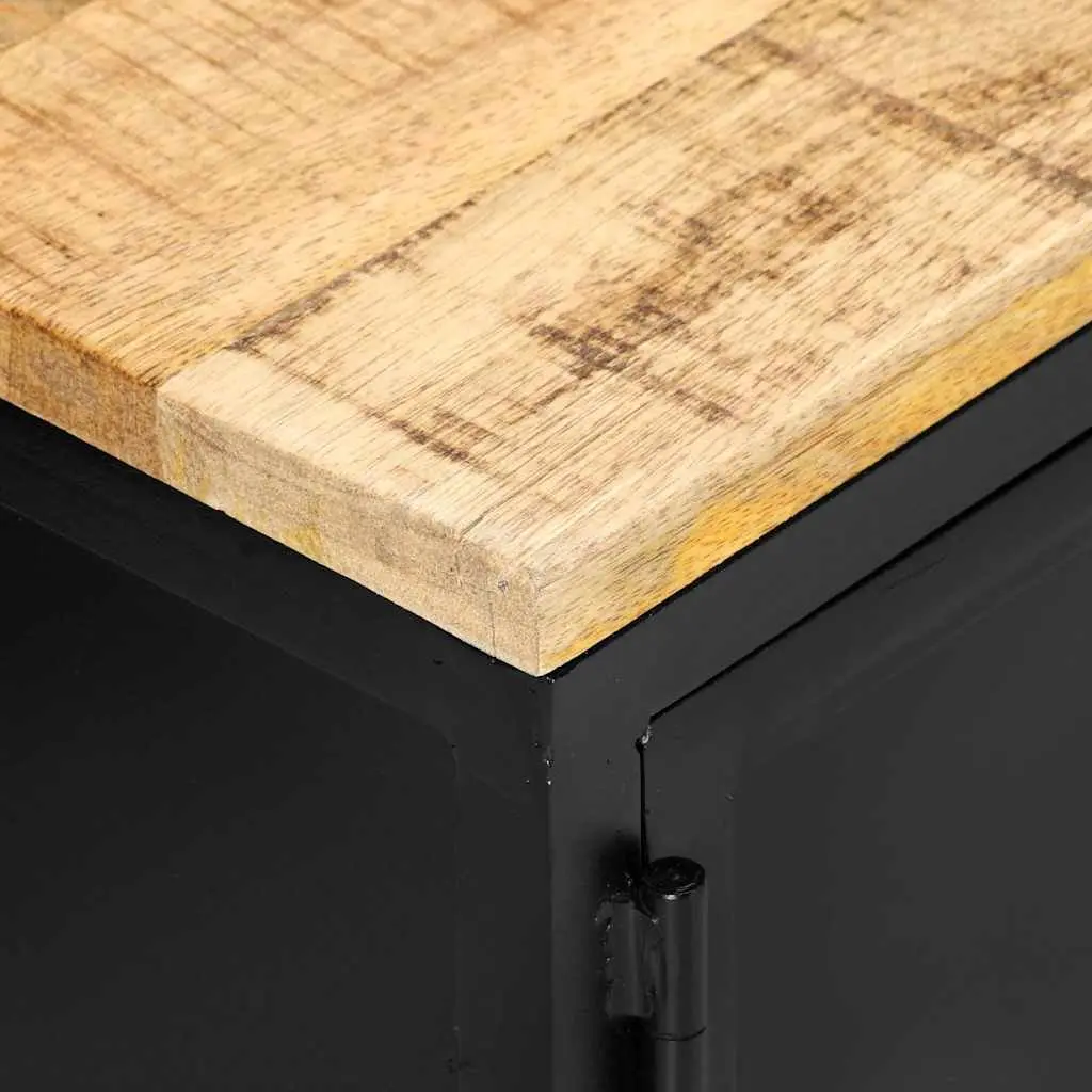 TV Cabinet Industrial Black 130x30x37 cm Solid Mango Wood