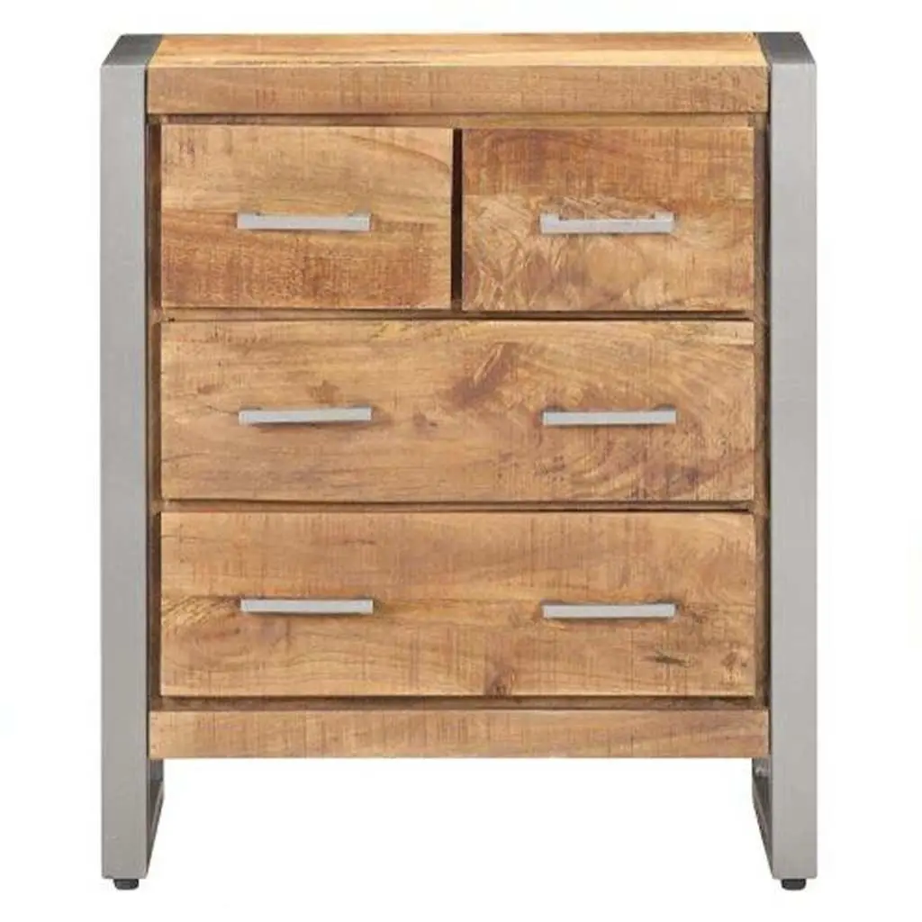 Sideboard 60x35x70 cm Brown Rough Mango Wood Storage Cabinet Four Drawers