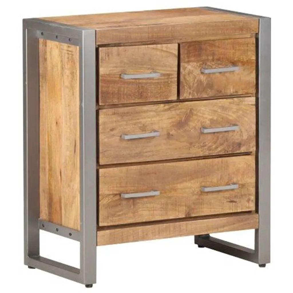 Sideboard 60x35x70 cm Brown Rough Mango Wood Storage Cabinet Four Drawers