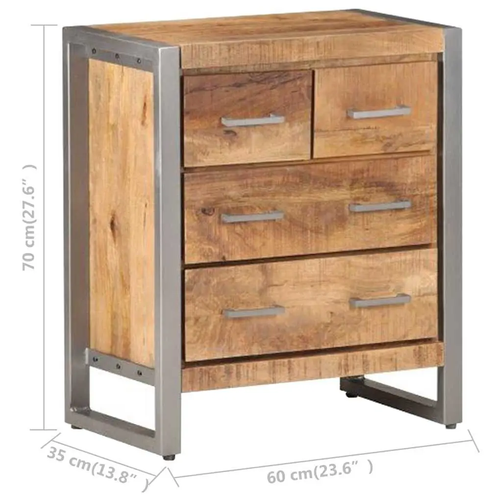 Sideboard 60x35x70 cm Brown Rough Mango Wood Storage Cabinet Four Drawers