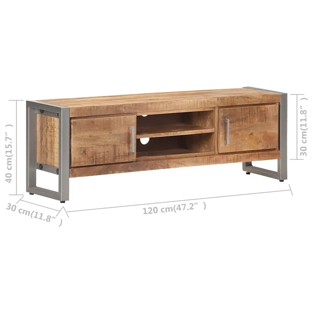 TV Cabinet Industrial Style 120x30x40 cm Rough Mango Wood