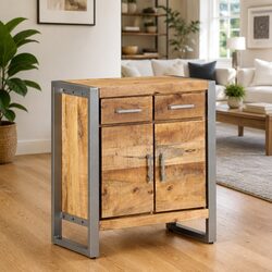 Rustic Brown Mango Wood Sideboard Storage Cabinet