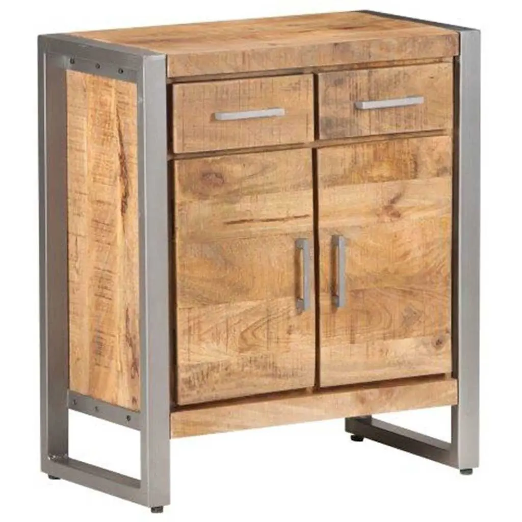 Sideboard Storage Cabinet Brown Rough Mango Wood Industrial Design Living Room