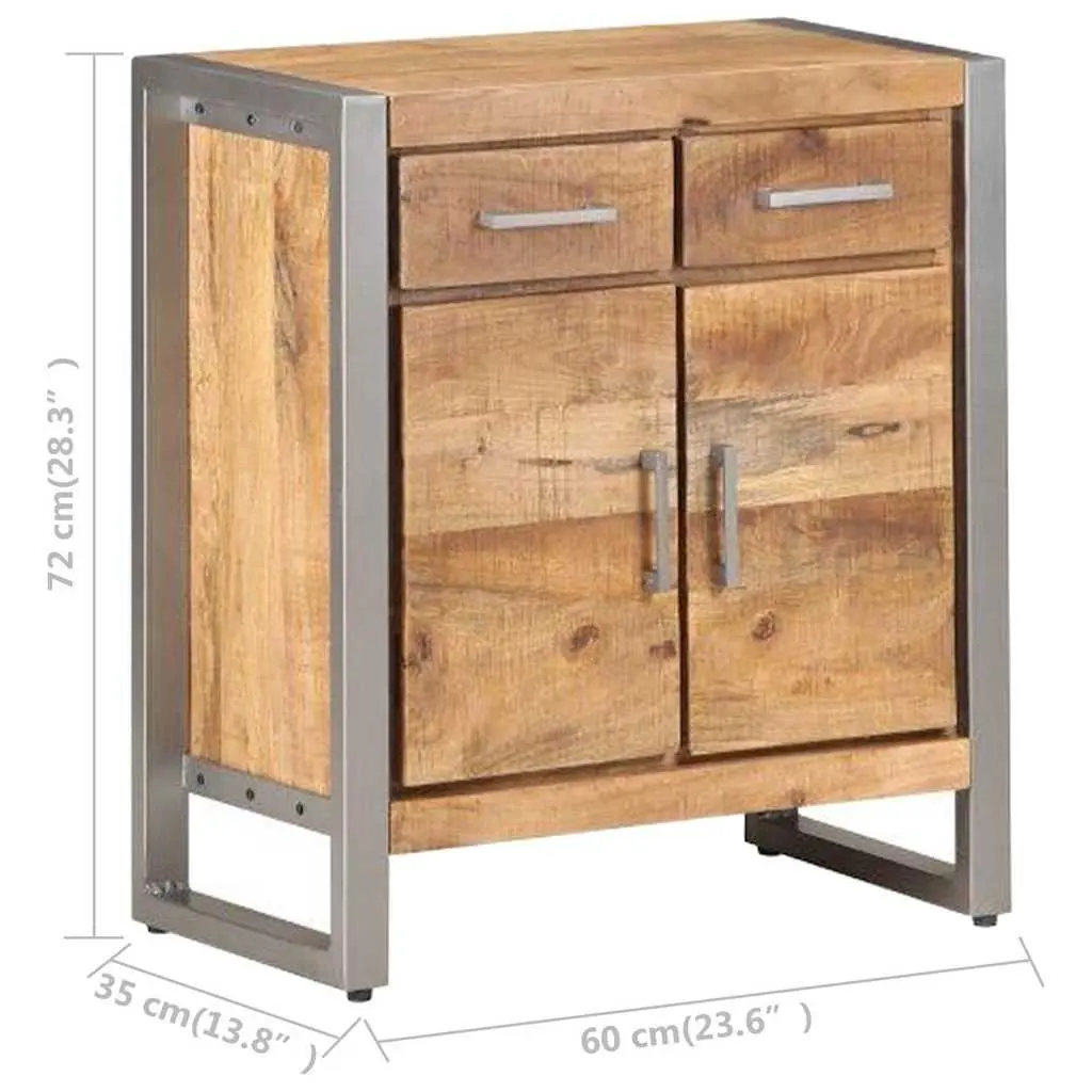 Sideboard Storage Cabinet Brown Rough Mango Wood Industrial Design Living Room
