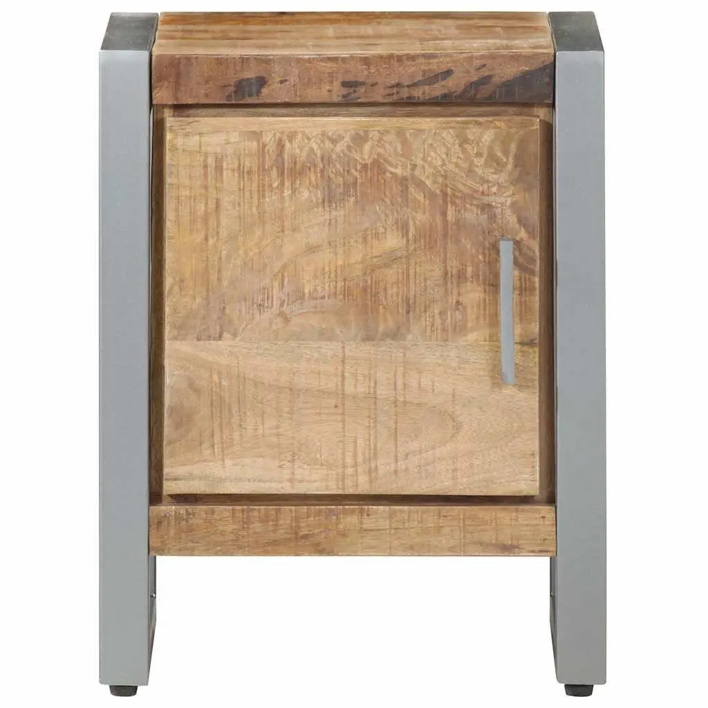 Bedside Cabinet Industrial Style 40x30x50 cm Rough Mango Wood Nightstand with Door