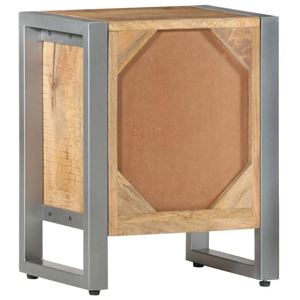 Bedside Cabinet Industrial Style 40x30x50 cm Rough Mango Wood Nightstand with Door