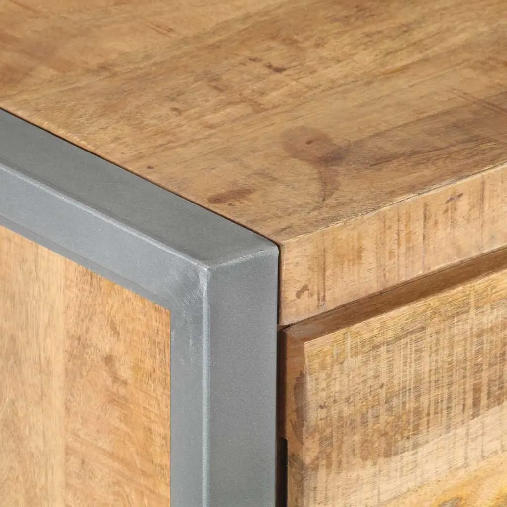 Bedside Cabinet Industrial Style 40x30x50 cm Rough Mango Wood Nightstand with Door