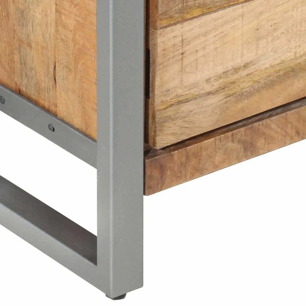 Bedside Cabinet Industrial Style 40x30x50 cm Rough Mango Wood Nightstand with Door