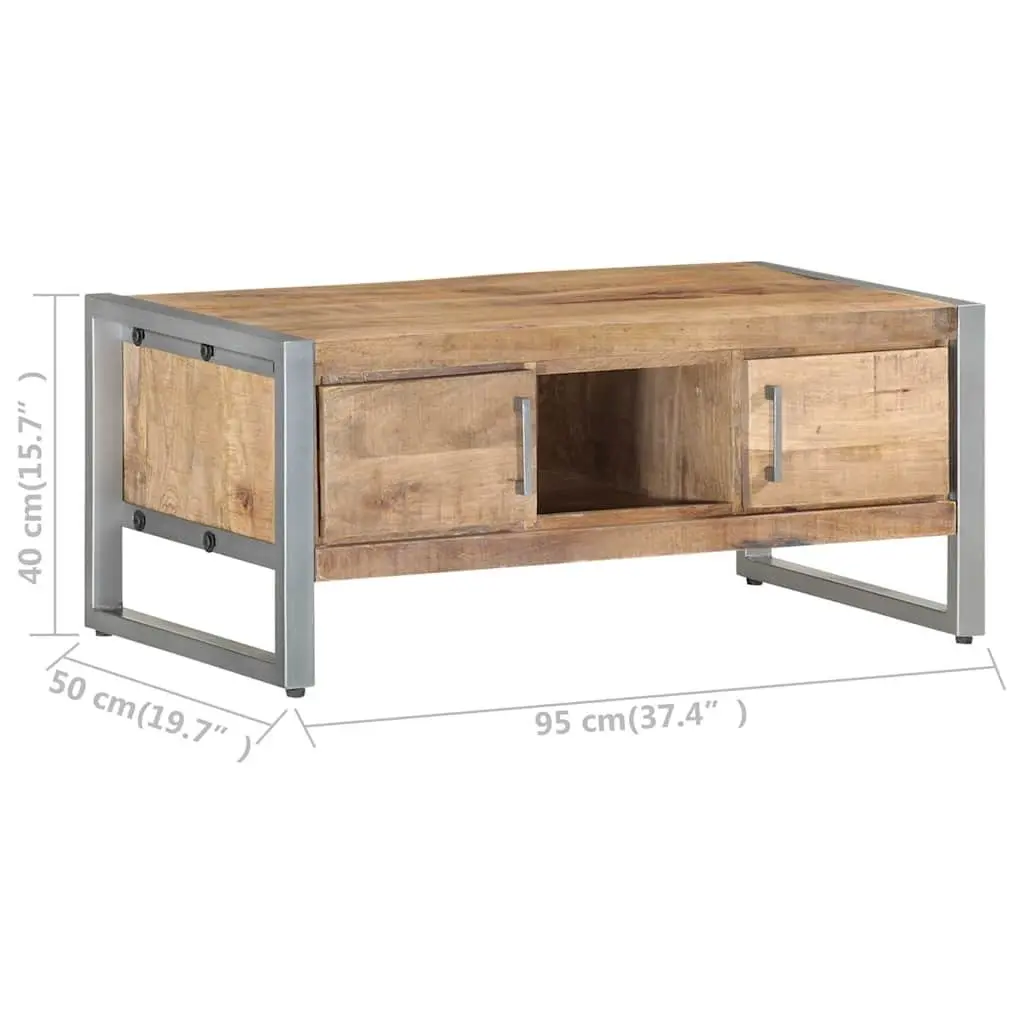 Industrial Style Coffee Table with Storage Doors 95x50x40 cm