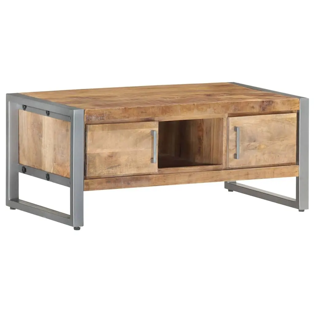 Industrial Style Coffee Table with Storage Doors 95x50x40 cm