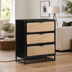 Black Industrial Style Solid Mango Wood Sideboard