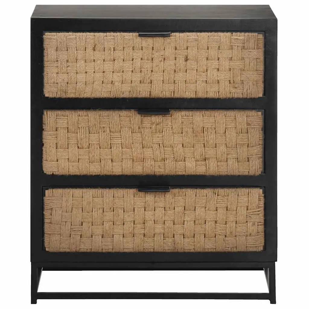 Solid Mango Wood Sideboard with Iron Base